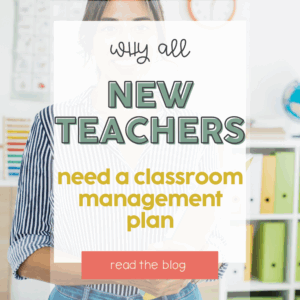 Picture of teacher holding classroom management plan.