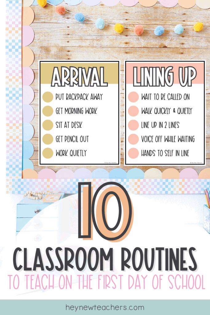 Picture of bulletin board with classroom routines.