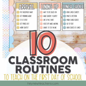 Picture of bulletin board with classroom routines posted.