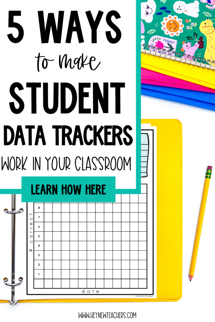 Picture of student data tracker in binder.